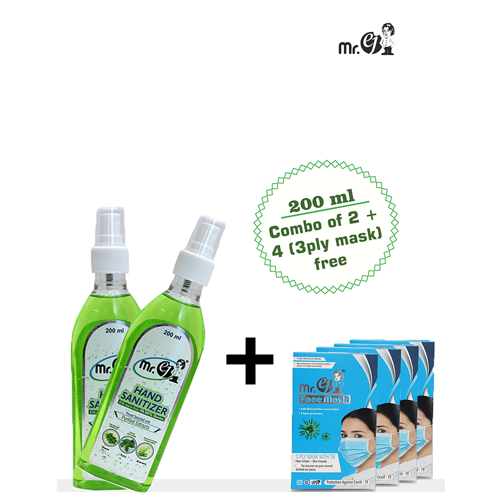 Mr. EJ Premium Hand  200 ml Sanitizer Combo 200ml 3ply Mask