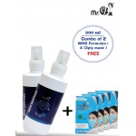 Mr. eJ. WHO Hand Sanitizer 200ml spray COMBO OF 2 Plus  4 Pices of 3ply Facemask