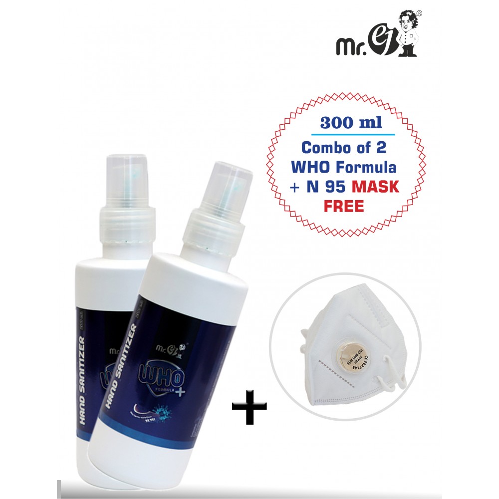 mr.ej WHO Formula Hand Sanitizer 300ml combo of 2 Plus N-95 Mask Free